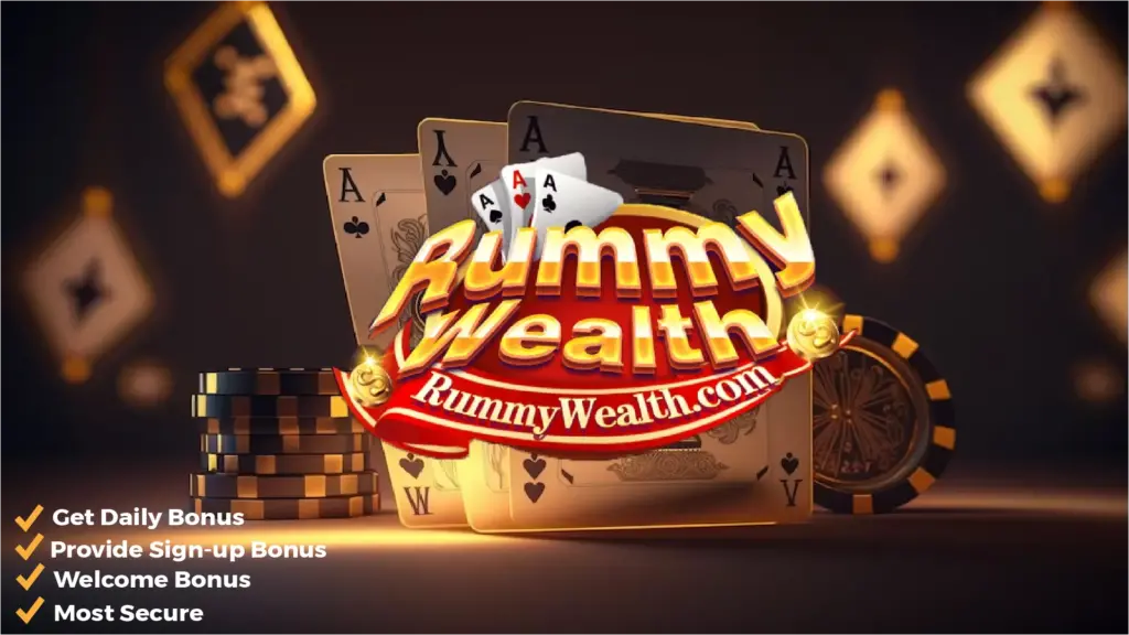 Rummy wealth logo and cards picture